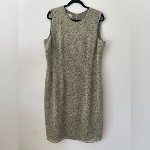 Liz Claiborne 100% Silk Crocodile Print Chic 90s Vintage Sheath Dress Women 16